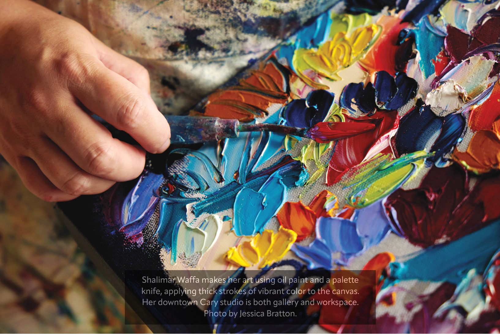 5 West Magazine | "Cary Artist Shalimar Waffa brings color, music and joy to her canvases"